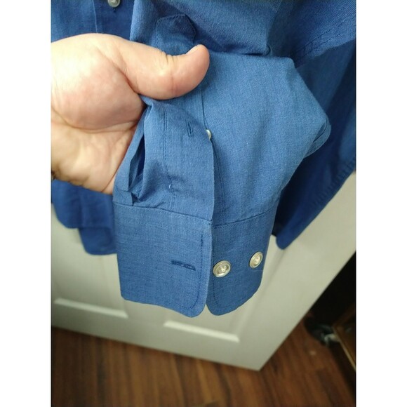 Repp Men'swear 21/35-36 Tall Blue LS Collared Button down Shirt Business Office - Picture 4 of 6
